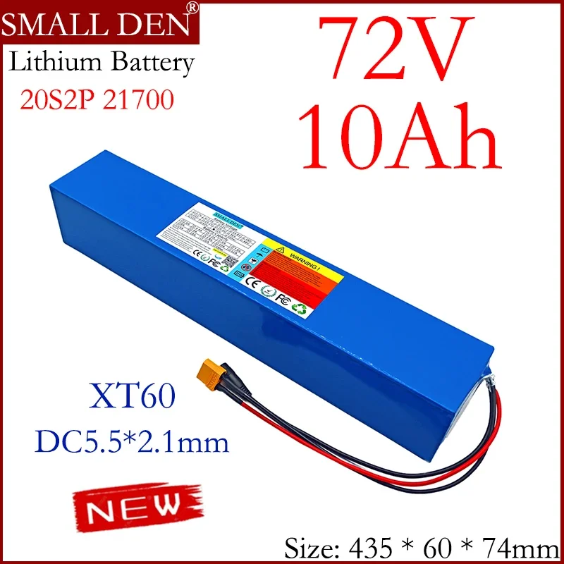 NEW 72V 10Ah 21700 lithium battery pack 20S2P rechargeable battery 0-2000W, suitable for 84V with built-in 30A BMS