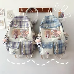 Large-capacity Cute Women Multi-Pocket Nylon Backpack Ins Junior High School Student School Bag Female Girl Backpack Laptop Book