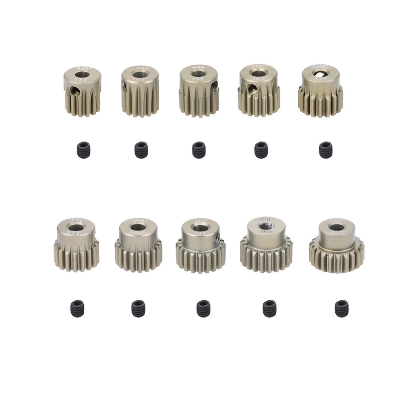 5PCS 48DP 3.175Mm Aluminium Pinion Motor Gear Set For 1/10 RC Car Truck