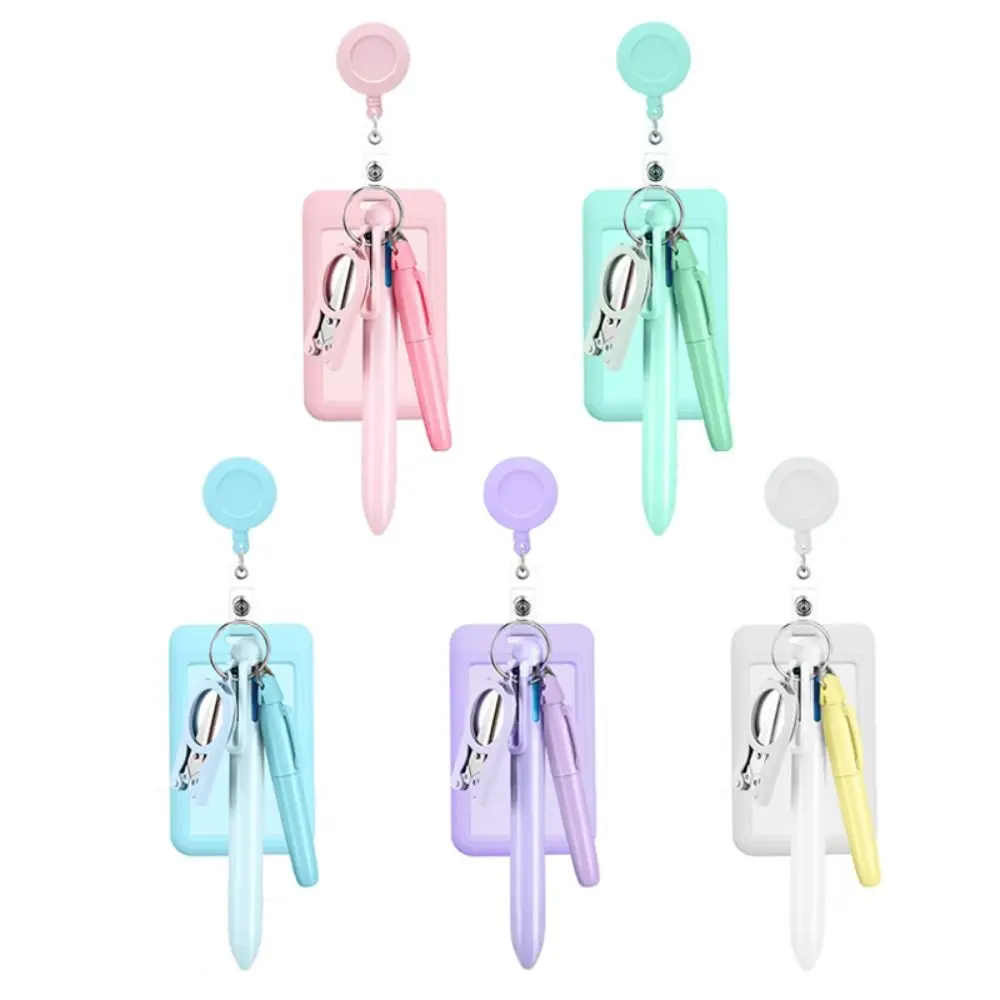 New 6-in-1 Nurse Pen Set Retractable Multifunction Badge Clip Holder Ballpoint Pen Nurse Badge Accessories