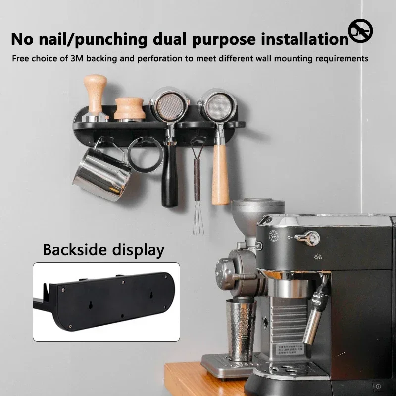 51/54/58mm Wall Mount Coffee Set Storage Rack Puching Free Espresso Coffee Portafilters Holder Coffeeware Organizer Accessories