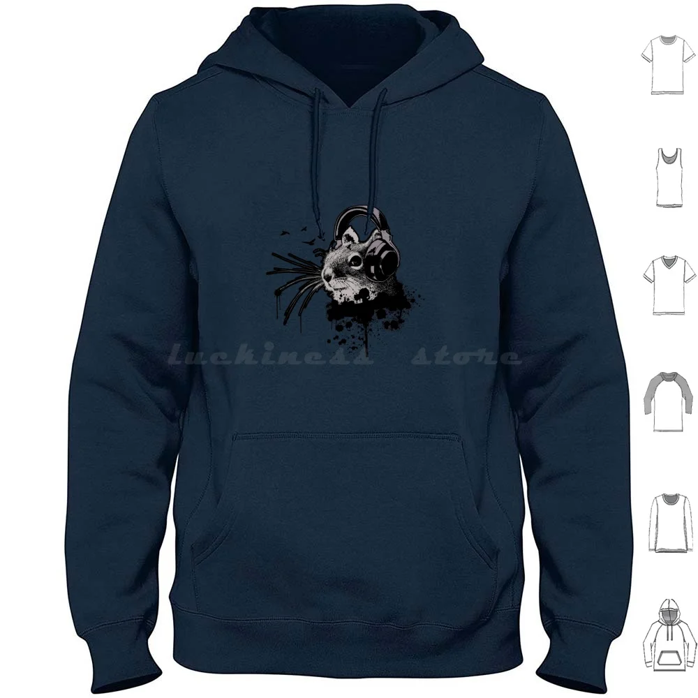 Dj Squirrel Hoodie Cotton Long Sleeve Music Is Life Banksy Birds Cool Cute Dj Graffiti Music Musical Pigeons Spray Paint