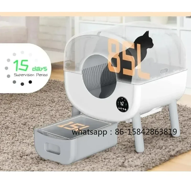 100L Large Automatic Self-Cleaning Cat Litter Box, APP Control Odor-Free Electric Litter Robot for Multiple Cats
