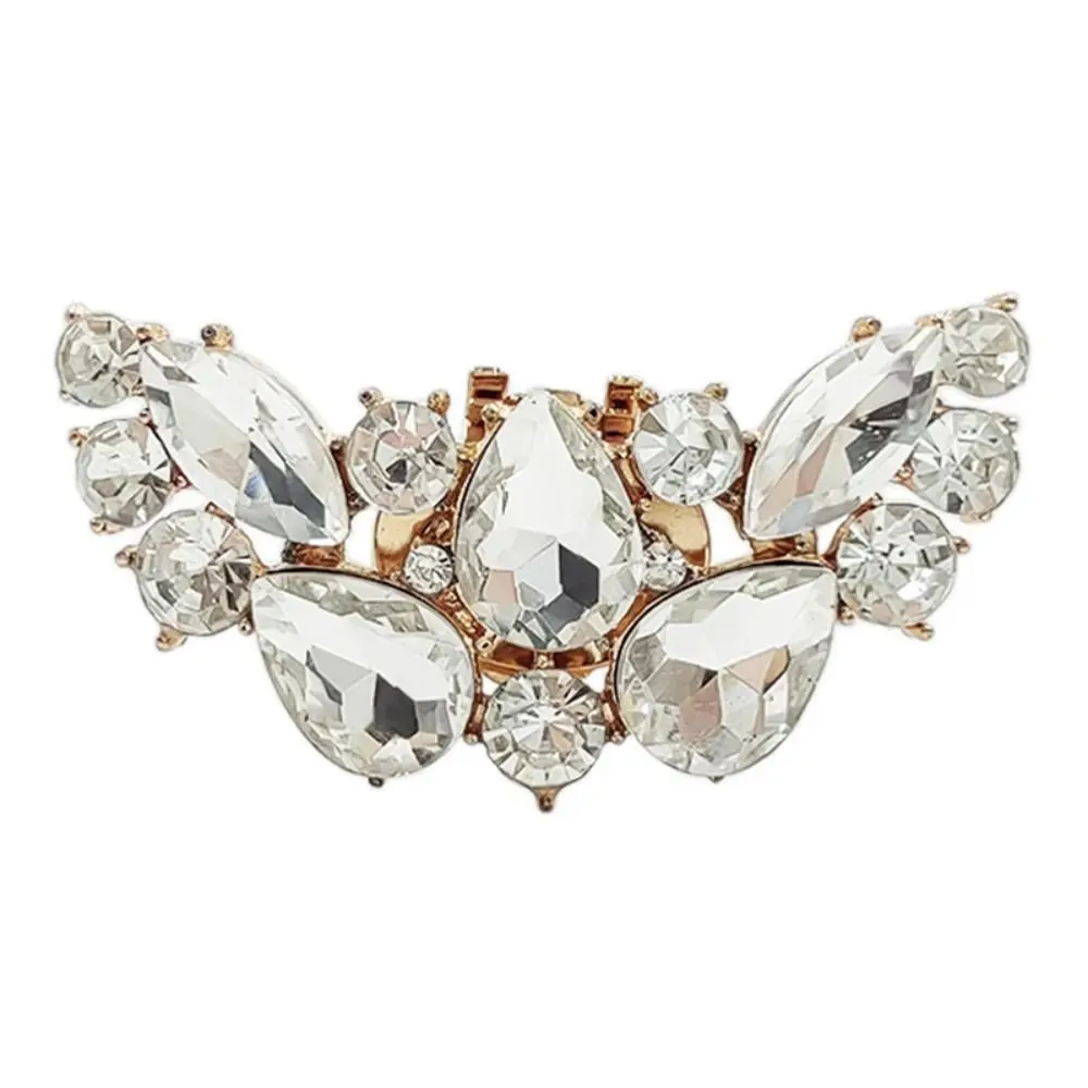 1 Pair Shiny Rhinestone Women's Shoe Buckle Metal Clamp Shoes Charm Buckle Shoes Decorations Clip Removable Shoes Clips