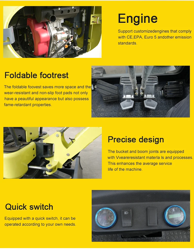 1-Tonnen-Minibagger / Mikrobagger, 1000kg Raupenbagger Mini-Pelle, CE-zertifizierter Kompaktbagger, weltweit verfügbar – Detail 4