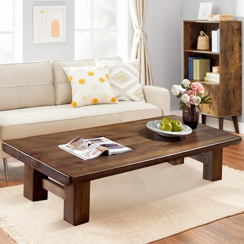 

Low Coffee Table Japanese, Living Room Farmhouse Floor Table, Wood Tatami Low Table for Floor Sitting, Sofa Table