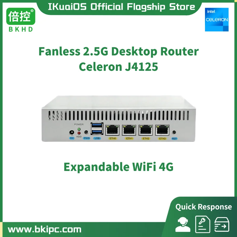 Ikuaios desktop router ots j4125 4x2,5g ethernet unterstützung erweitert wifi 4g home business kompatibel pfsense mikro tikos 1090np