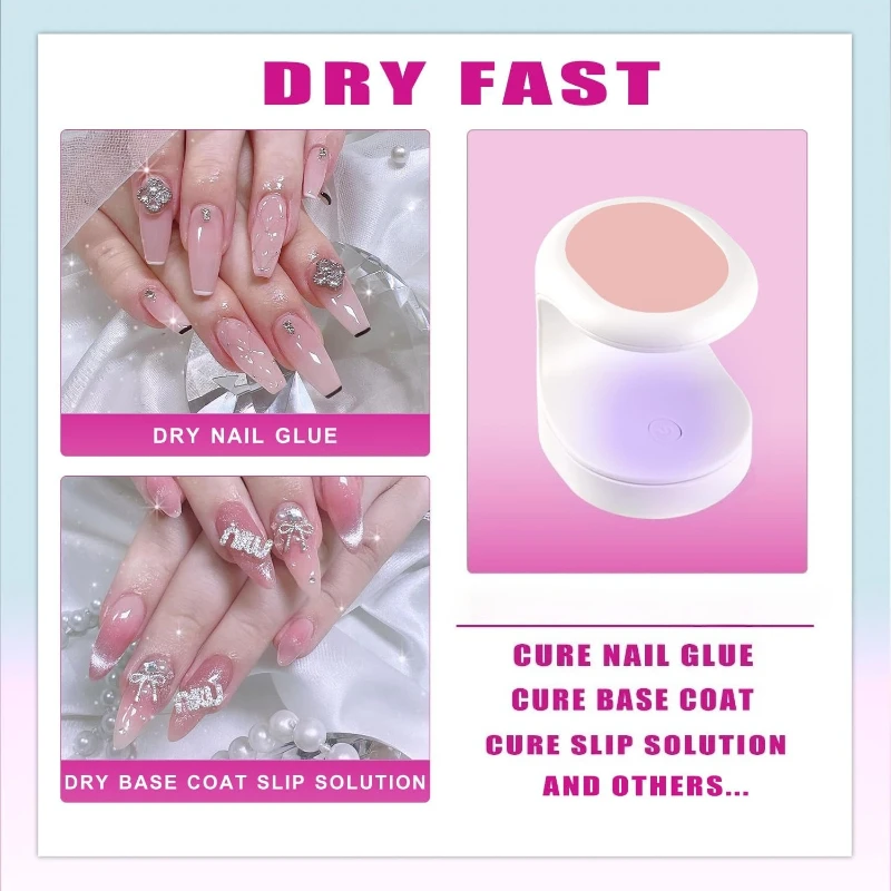 โคมไฟยูวีสำหรับเล็บแบบพกพาพร้อมถุงมือไร้นิ้วป้องกันรังสียูวี – เครื่องอบเล็บเจลขนาดเล็กสำหรับการทำเล็บมือแบบมืออาชีพ