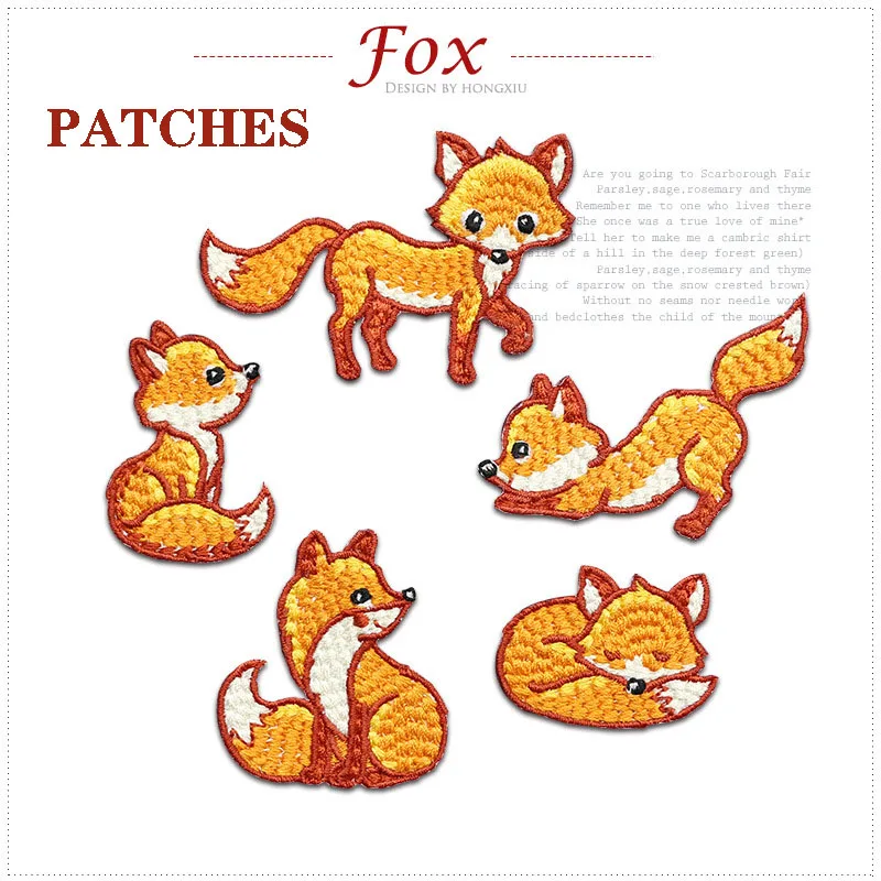 Fox Animal Embroidery Patches Iron-on Transfers For Clothing Applique On Jeans Scratch Patch DIY Brooch Sewing Accessories