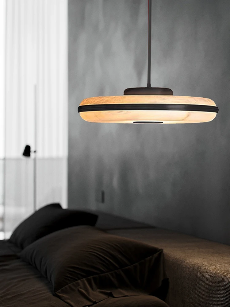 Novel Vinyl Record Natural Marble Art Pendant Lights Lustre LED Indoor Room Hanging Lamps For Ceiling Stair Luxury Home Decor