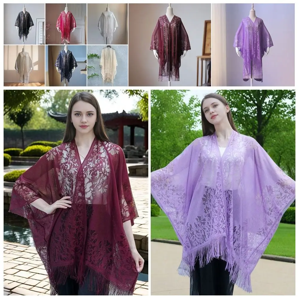 

Модная летняя пляжная рубашка-накидка с цветочным кружевом, свободного кроя, для защиты от солнца, повседневное пляжное платье-накидка для женщин