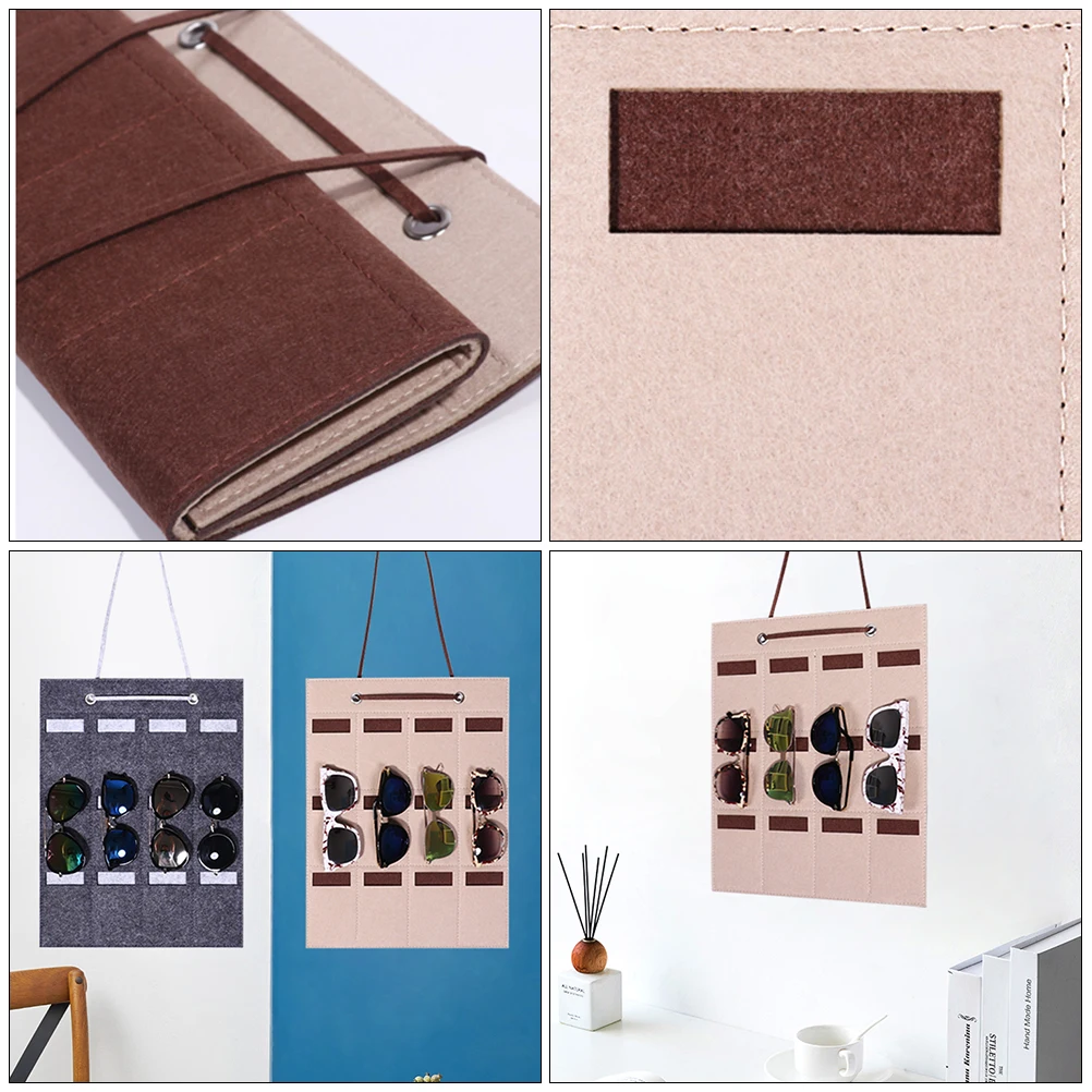 

Felt Sunglasses Bag Thickened Multi-Pocket Felt Sunglasses Organizer Wall Organizer Glasses Holder Eyewear Pouch Jewelry Case