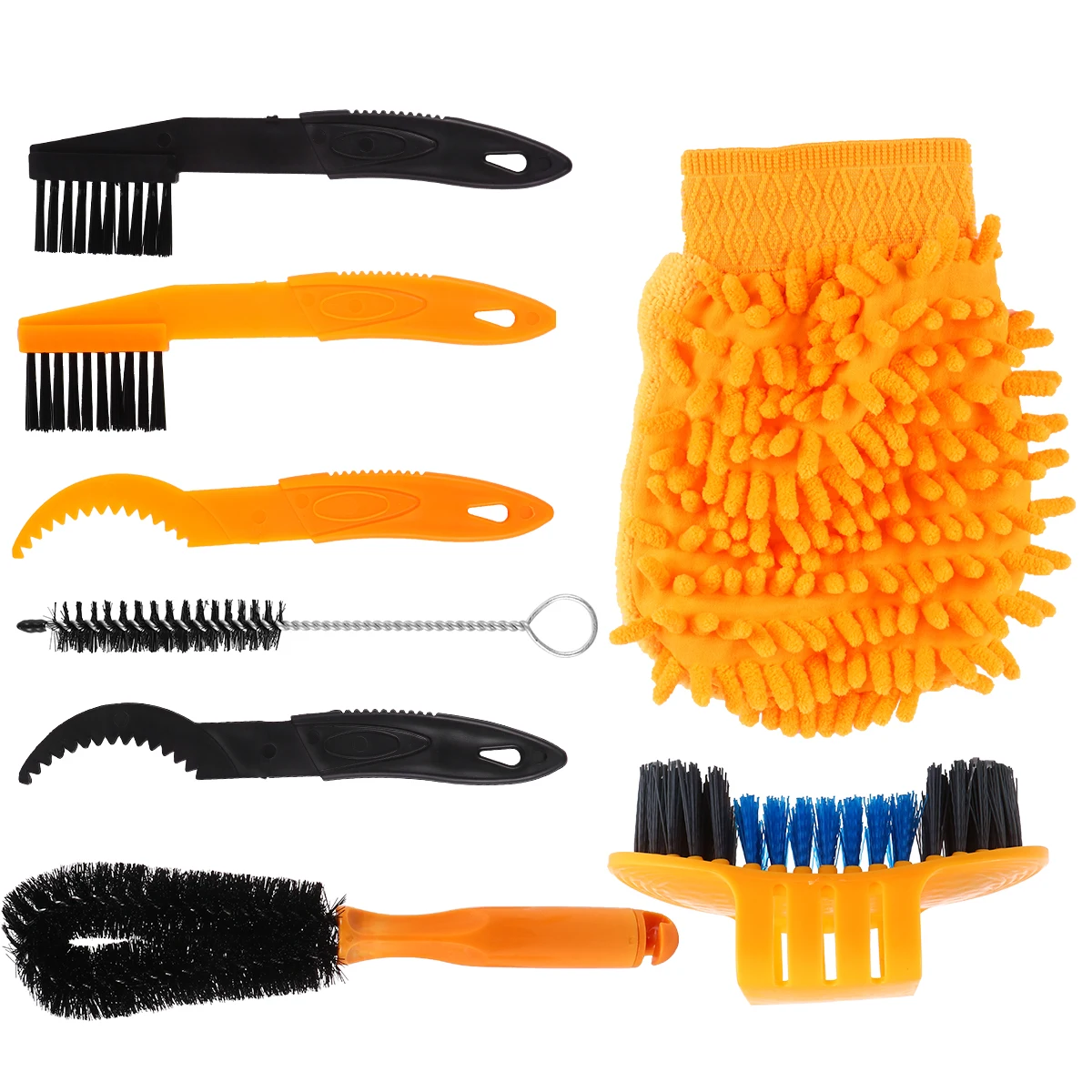 

8 pcs Bike Chain Clean Brush Set Road Bike Maintenance Cleaning Tools Chain Cleaner Ergonomic Handle High Quality Bristles 360°