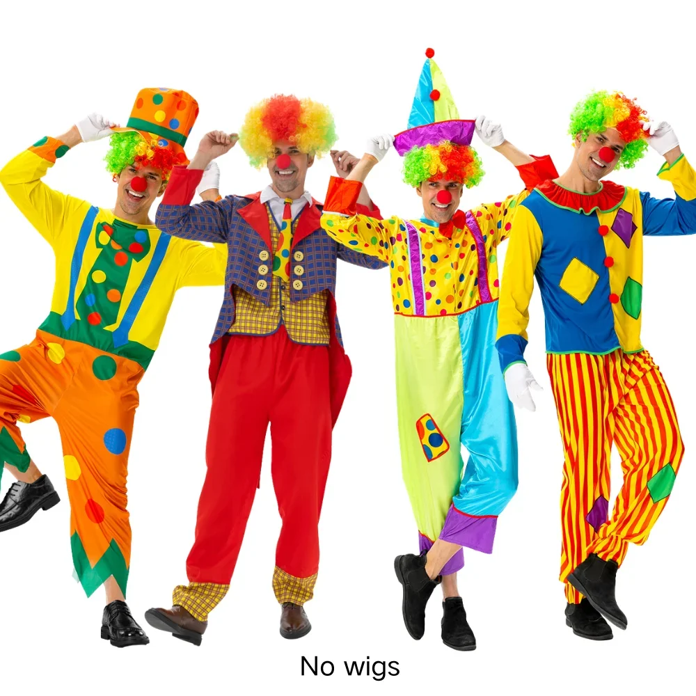 Clown-Cosplay-Kostüm, Kunstclown-Bühnenkostüm, Jumpsuit für Halloween, Karnevalsparty-Clown-Kostüm