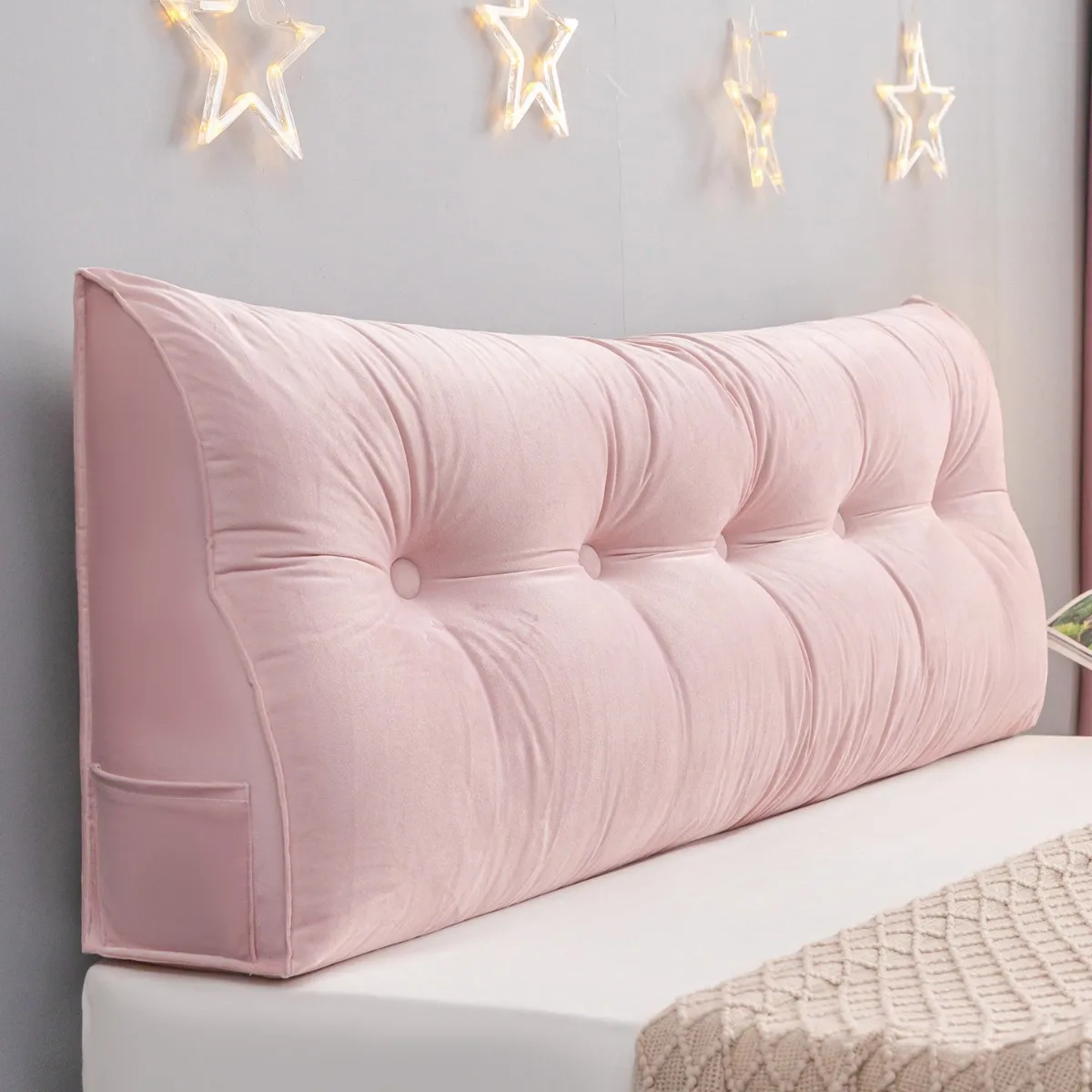 

Headboard Pillow Queen Triangular Wedge Headboard Pillow with Soft Corduroy Fabric Wedge Bed Backrest Pillow for Sitting Up