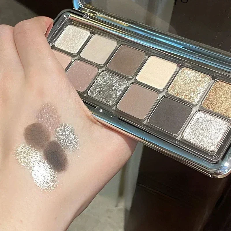 Paleta de sombras de ojos con purpurina para mujer, 12 colores, brillo, belleza, Color de ojos, Maquillaje a prueba de agua