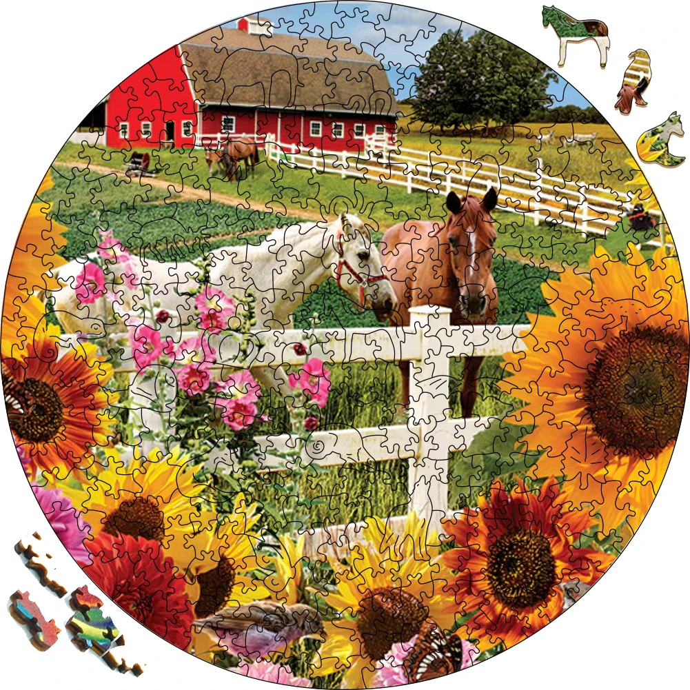 Puzzle en bois de ferme de tournesol pour la fête, jeu de société, jouets de puzzle de cadre en bois, cadeaux de Noël