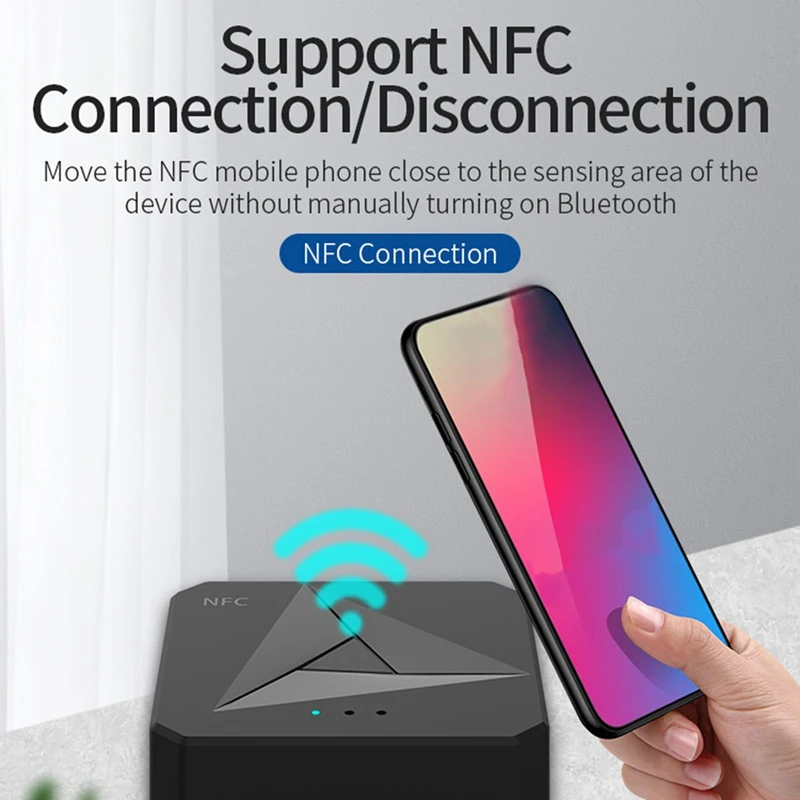 NFC Bluetooth 5.0 RCA Audio Receiver Transmitter 3.5MM AUX USB Jack Music Stereo Wireless Adaper With Mic For Car T V PC