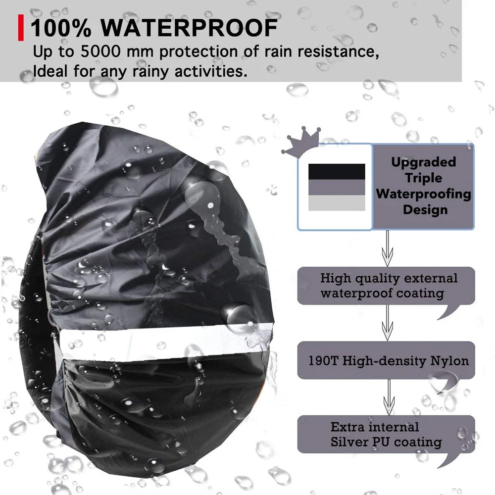 1Pc Backpack Rain Cover (35L/45L) Upgraded Waterproof Backpack Cover with Adjustable Cross Strap & Strengthened Layer for Hiking