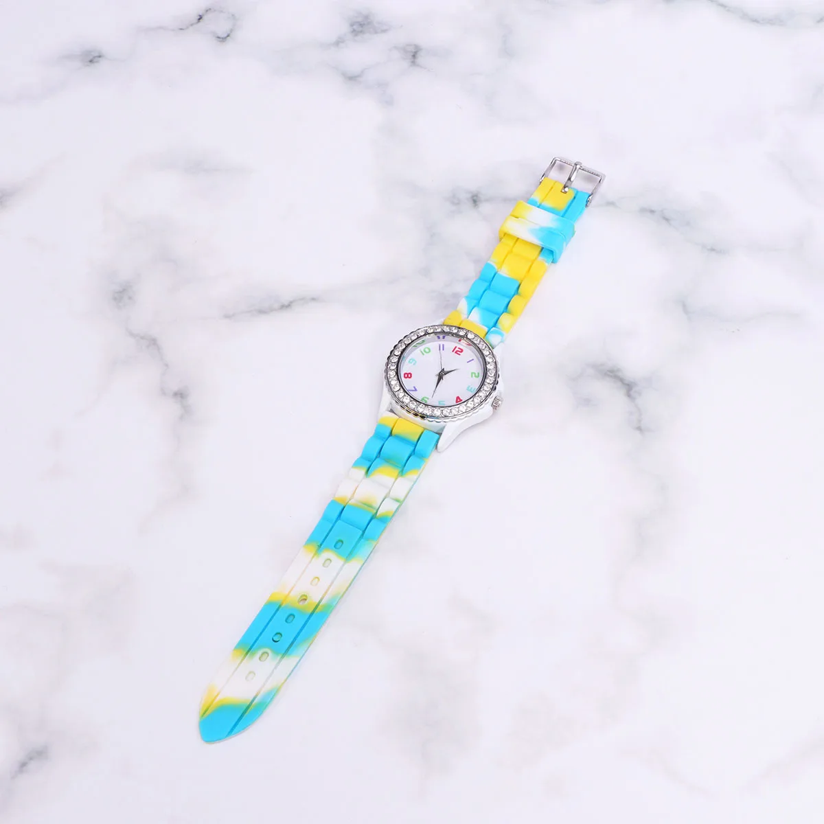 

Women Watch Camo Design Stainless Steel Silicone Band Quartz Wristwatch For Ladies Birthday Christmas Gift White