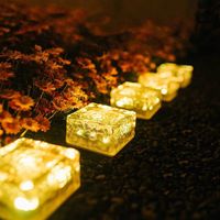 Solar LED Ice Brick Lamp Imitation Glass Outdoor Courtyard Floor Brick Lamp Garden Landscape Decoration Buried Light
