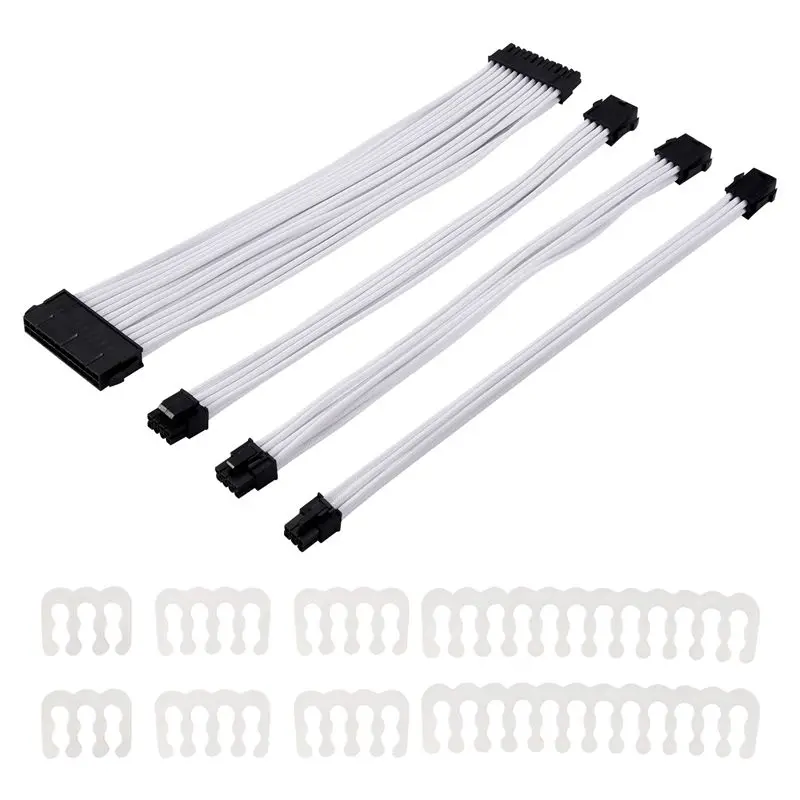 ABSL-Basic Extension Cable Kit, 1Pcs Atx 24Pin/Eps 4+4Pin/Pci-E 8Pin/Pci-E 6Pin Power Extension Cable