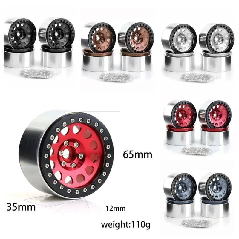 

4Pcs CNC Aluminum Alloy 2.2 Beadlock Wheel Rim for 1/10 RC Crawler Car Axial SCX10 90046 AXI03007 TRX4 VS4-10 Redcat Gen8