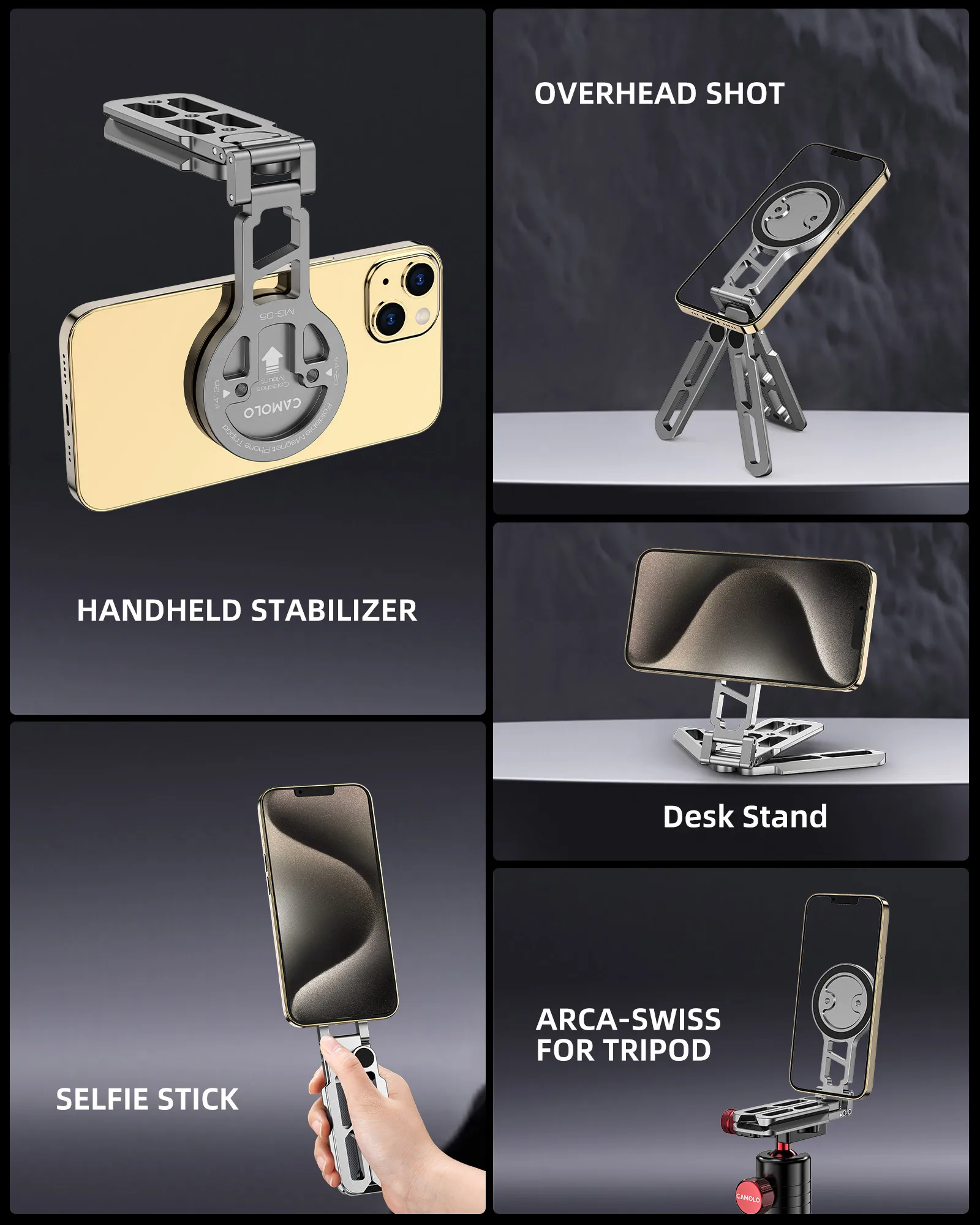 Магнитный держатель телефона на штативе Magsafe для iPhone HUAWEI, складное крепление для настольного телефона с холодным башмаком Arca-Swiss для телефона Vlog