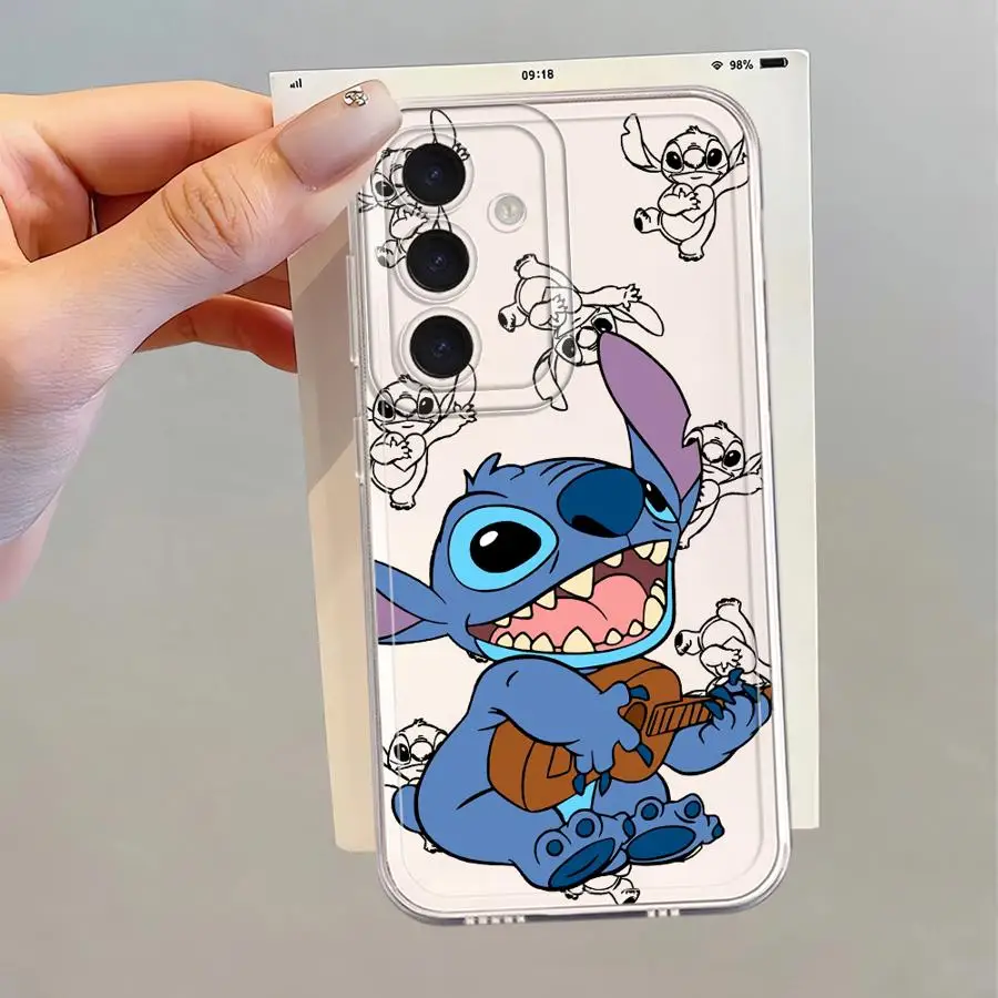 Funda transparente para teléfono Samsung Galaxy A50 A52s A12 A32 A21s A51 A71 A16 A72 A31 A52 Disney Stitch dibujos animados lindo