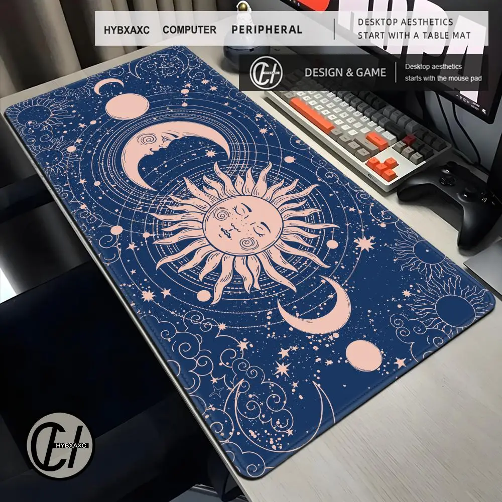 

Коврик для стола Moon, клавиатура, большой астрологический коврик для мыши, расширенный коврик для мыши, игровой шкаф для ПК, коврик для мыши Xxl, небесное розовое золото, космический коврик для мыши