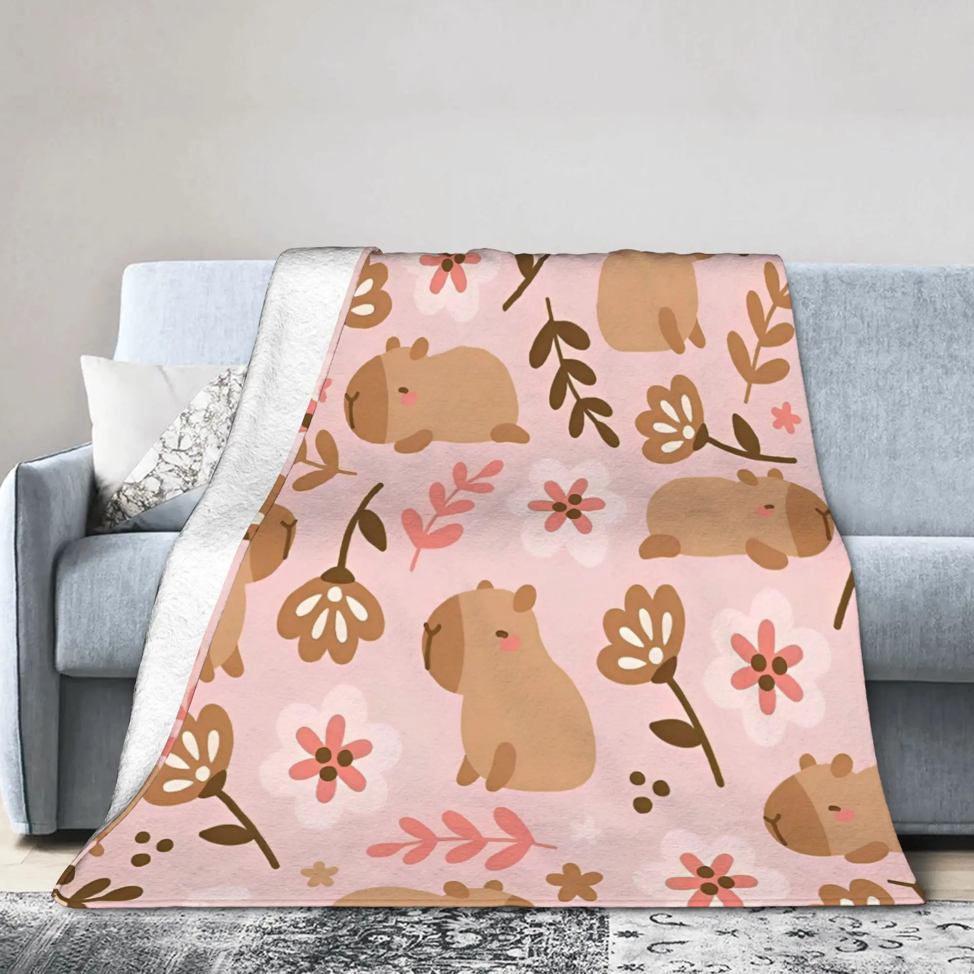 

Cute Capybara Blanket Cover Fuzzy Throw Blanket Summer Air Conditioning Decoration Soft Warm Bedsprea,