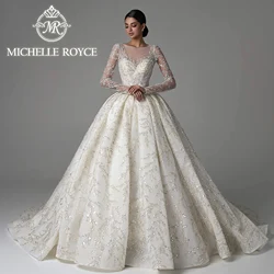 Michelle Royce Ball Gown Wedding Dresses For Woman 2024High Quality Extravagant Sequined Illusion Wedding Gown Vestidos De Novia