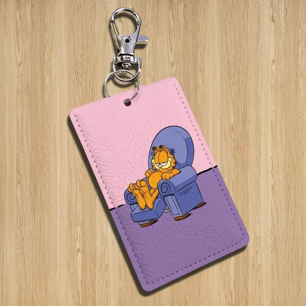 Glotão g-garfields bonito dos desenhos animados cantor anime cartão chaveiro moda pingente saco id porta cartão caso cartão de ônibus bonito adulto