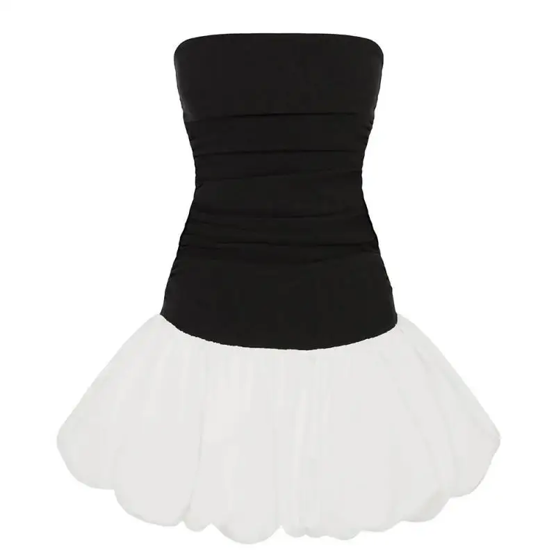 2025 nouveau style enveloppant, patchwork, dos nu fleur bourgeon robe, robe bouffante de lanterne, robe d'été pur et charmant mini