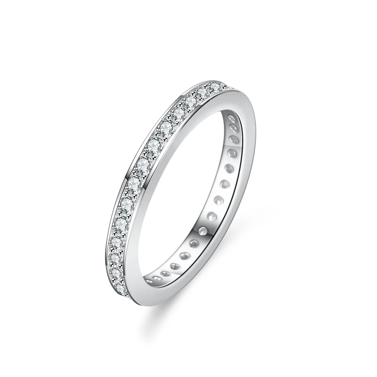 Hot Sell 18K Real Platinum PT950 Moissanite Ring Women's Geometric Full Circle Ring Wedding Jewelry