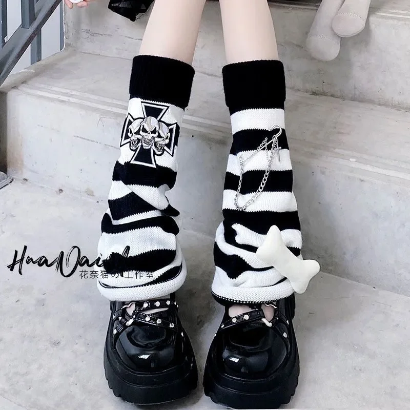 일본 Y2k 하라주쿠 잡지 나비 프린트 레그 워머 펑크 미학 레그 커버 버클 스트랩 스트리트 파티 클럽 레그 랩