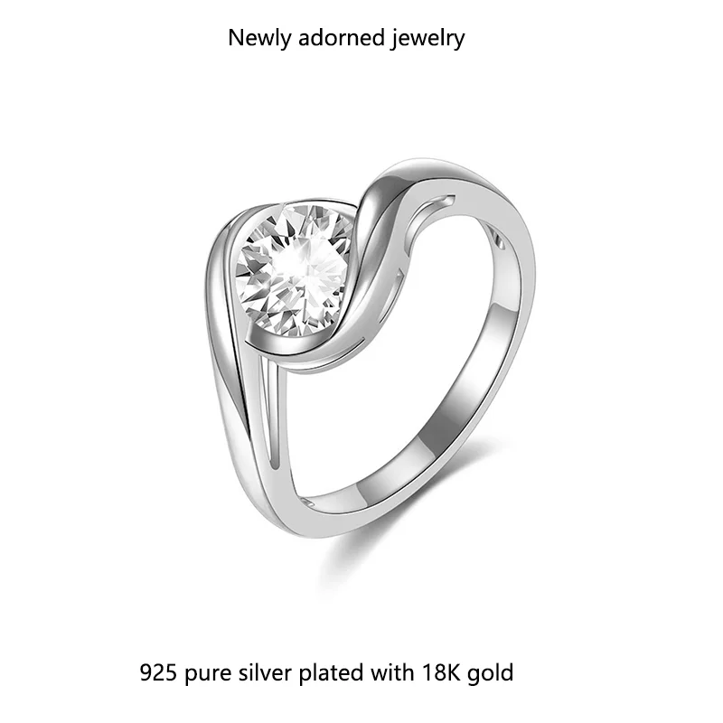 

New fashion ring made of S925 silver with a 6.5mm moissanite, trending among European and American styles, a bestseller on cross