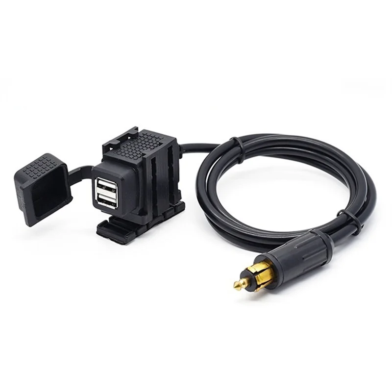 

Motorcycle Dual USB Charger Socket With 150Cm Cable Power Adapter For Phone GPS Sat Nav EU Plug