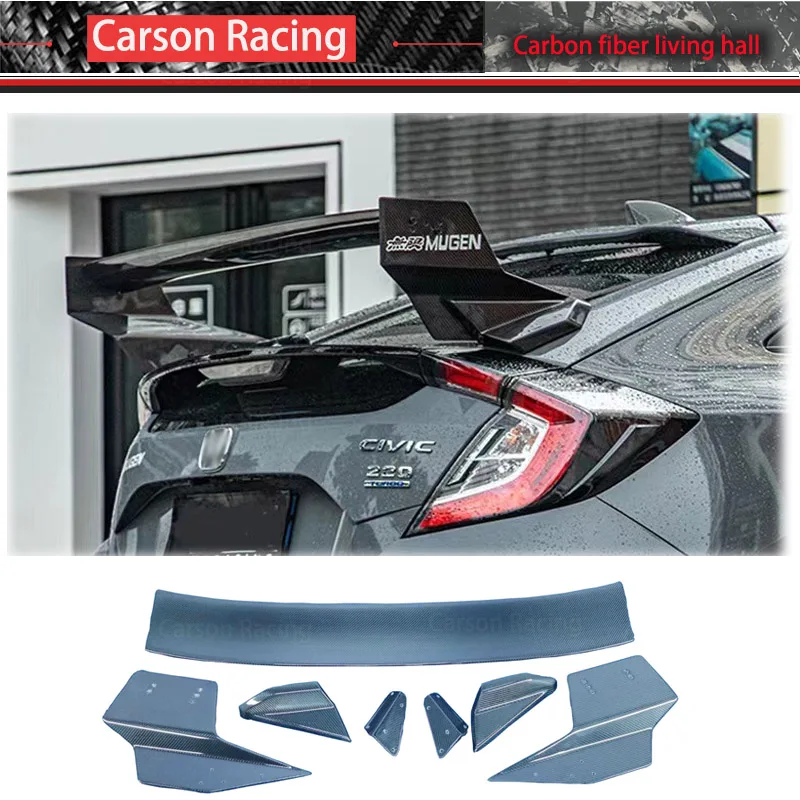 For Honda Civic 10th spoiler Hatchback Civic  MUGEN Real Carson Fiber Spoiler Tail JDM modification