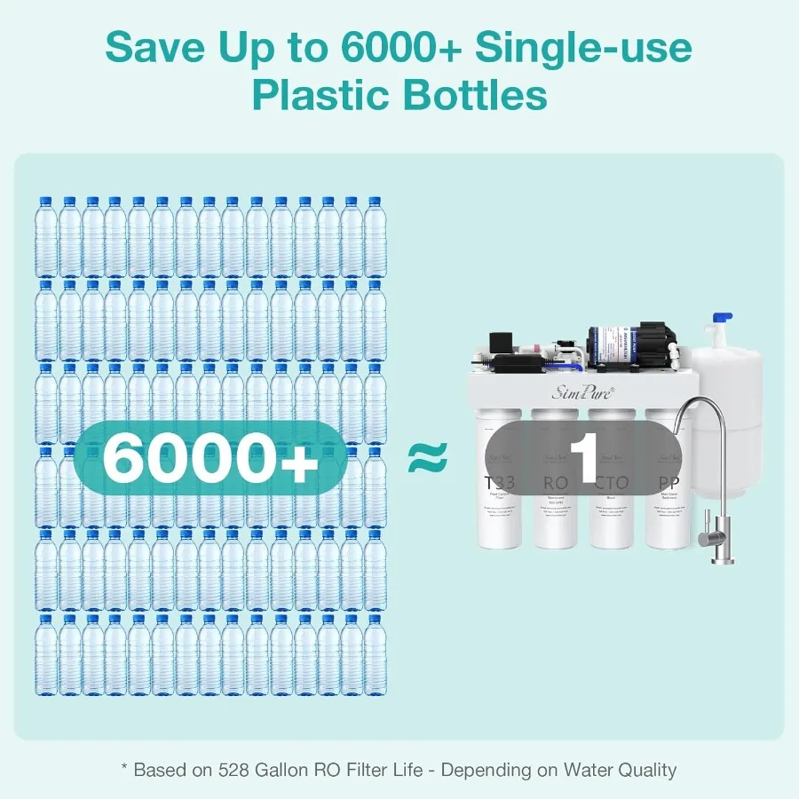 Sistema de filtro de água por osmose reversa T1100 com saída próxima 0 TDS 7 estágios NSF ANSI 58 certificado sob a pia RO unidade de filtragem 100
