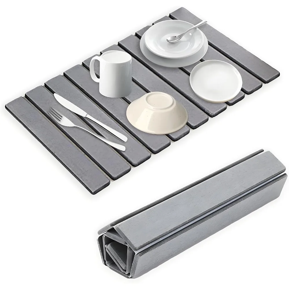 

Dish Drying Mat Heat Resistant Mat Utensils Pots Bottles Draining Mat Counter Fast Dry Pad Easy to Store for Kitchen Bathroom