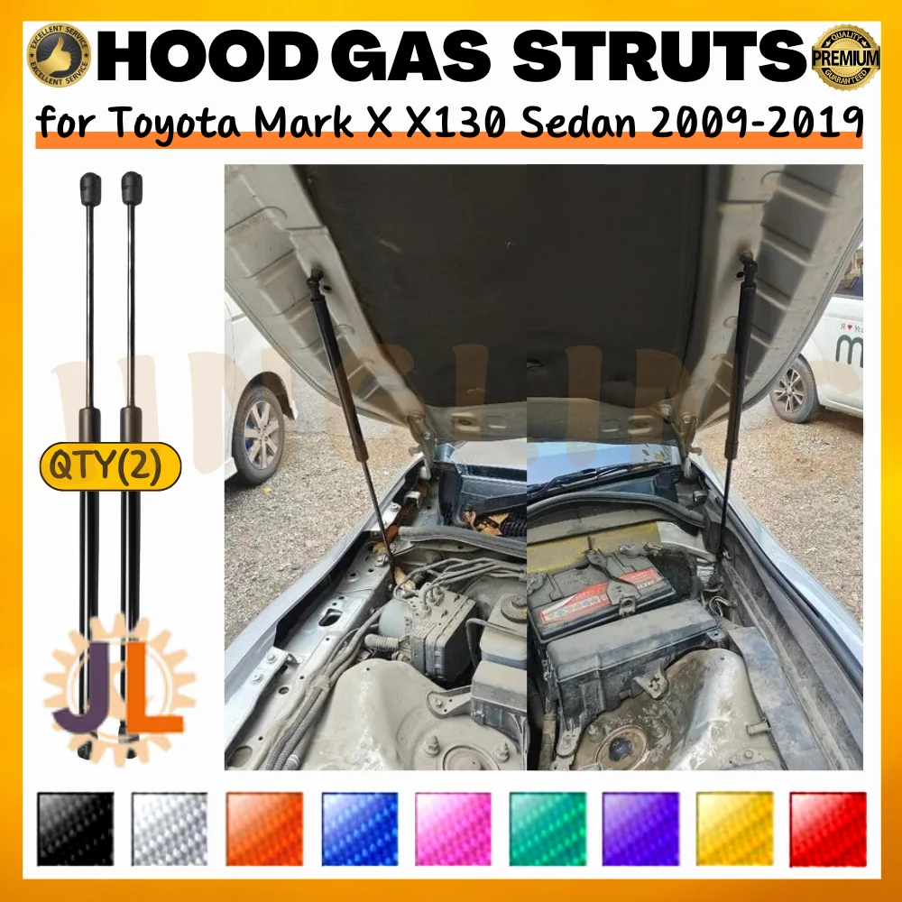 

Комплект (2 шт.) амортизаторов капота из углеродного волокна для Toyota Mark X X130 Sedan 2009-2019, передние газовые пружины-амортизаторы
