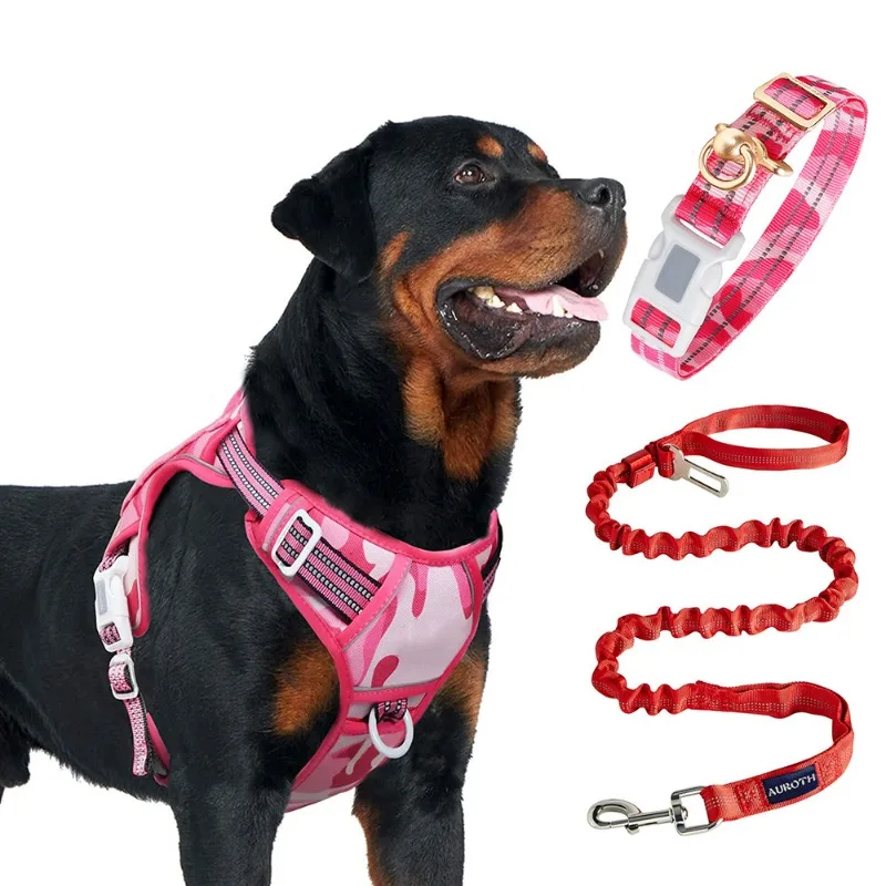 Tactical Dog Harness for Small Large Dogs No Pull Adjustable Pet Harness and Leash Set Reflective K9 Working Training Vest Suit