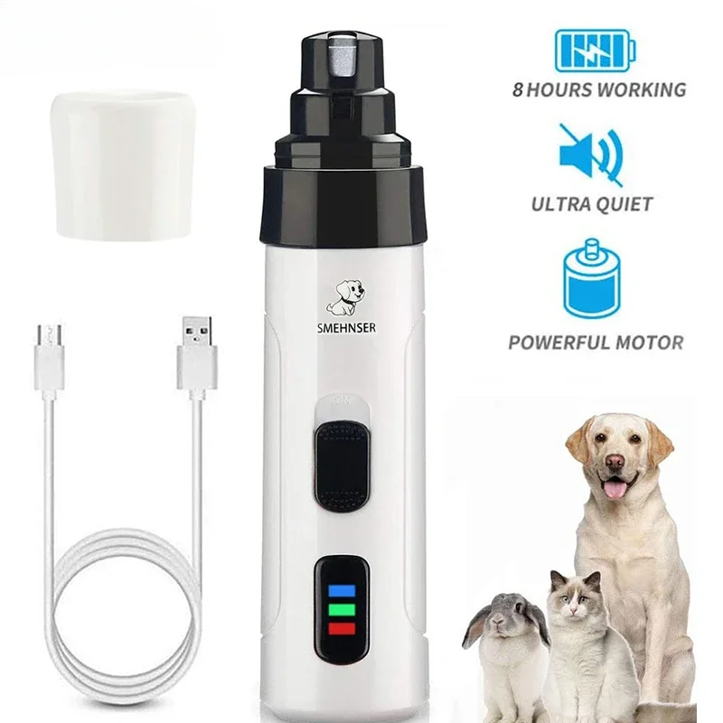 Dog Nail Grinders Painless USB Charging Rechargeable Pet Nail Clippers Quiet Electric Dog Cat Paws Nail Grooming Trimmer Tools