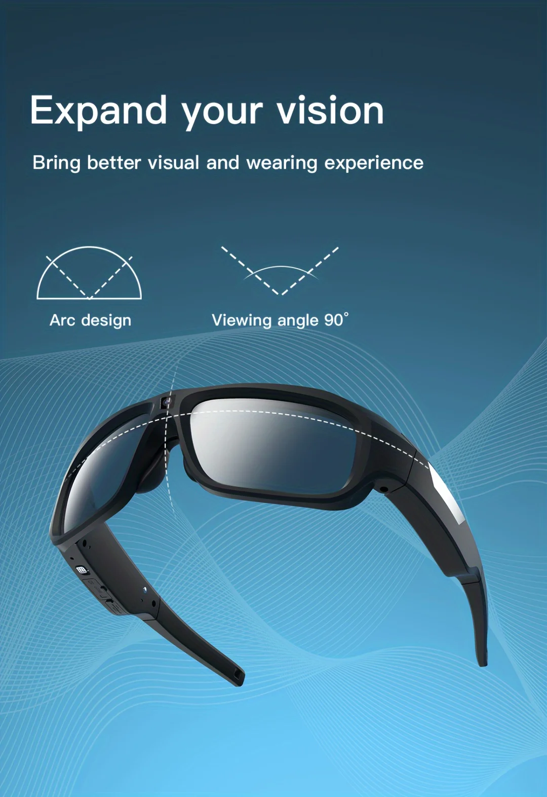 Side angle of camera glasses