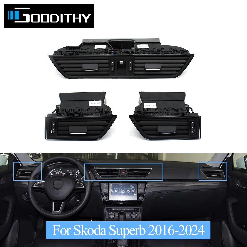 

Car Dashboard Front Left Right Central Air Conditioner AC Vent Grille Assembly For Skoda Superb 2016-2024 3VD819701