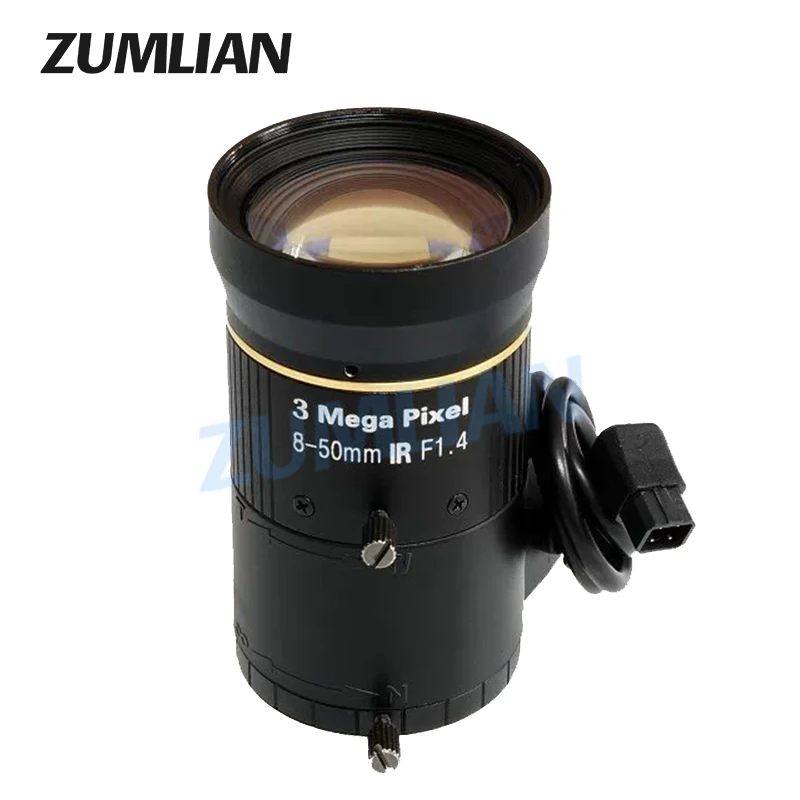 ZUMLIAN 8-50mm Varifocal Lens CCTV Auto Iris 1/2.5 Inch C-Mount Basler Lens 3MP F1.4 Large Aperture for Surveillance Camera