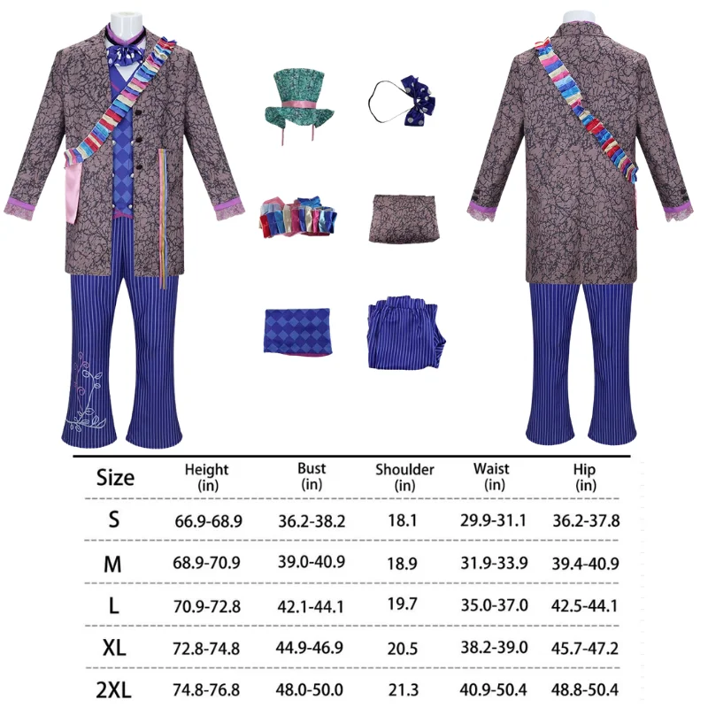 

Anime Mad Male Hatter Cosplay Costume Halloween Carnival party Roleplay Fancy New suit Dress Up