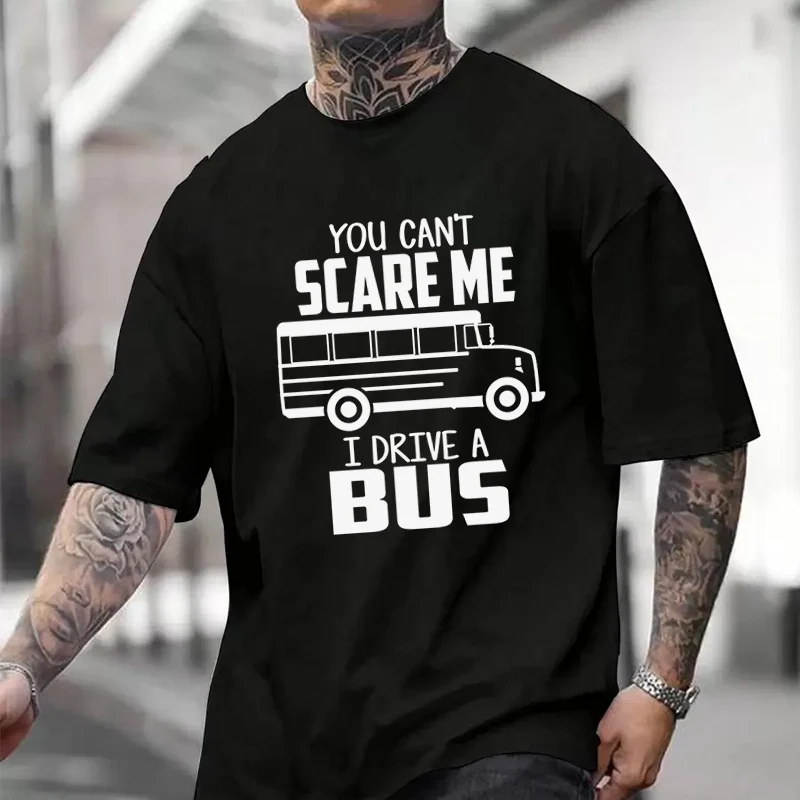 

Men's Women Summer 100% Cotton T-shirt Bus Driver School BusLoose Short Sleeved Casual Basic TShirt Round Neck Tops