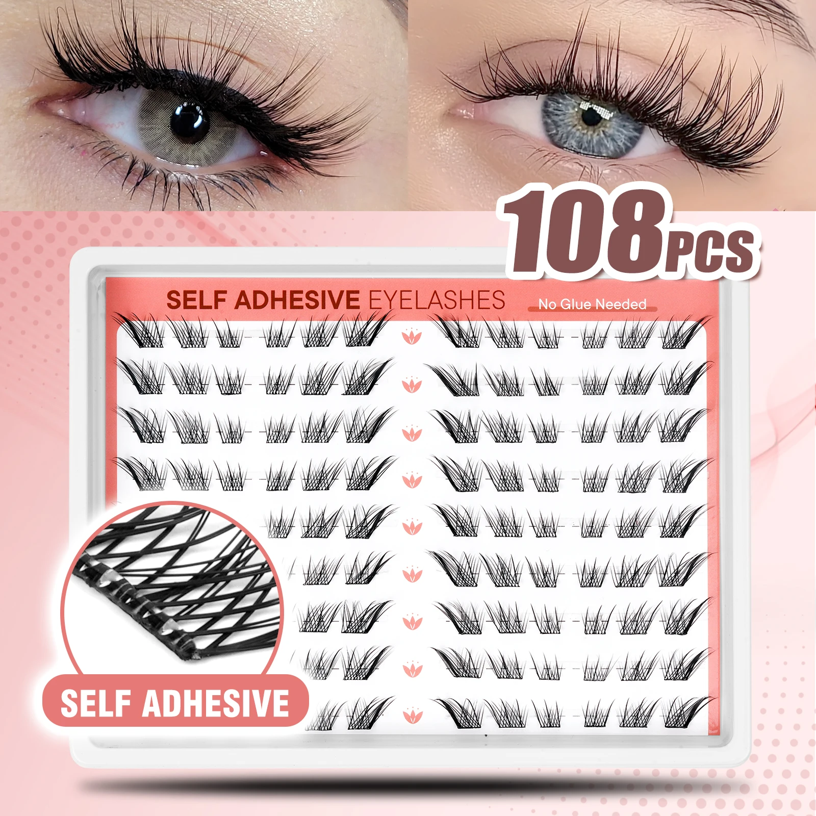 

Набор из 108 индивидуальных накладных ресниц для наращивания, подкручивающиеся, объемные, для самостоятельного макияжа, косплея, для женщин и девушек, косметические принадлежности